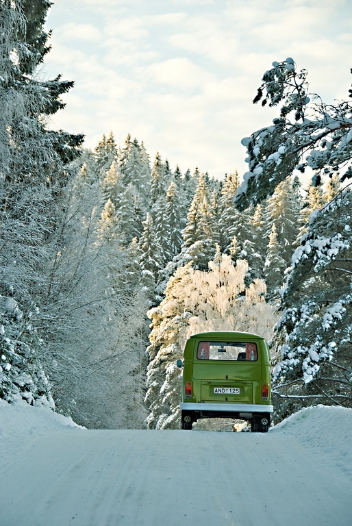 VW Campervan in the snow